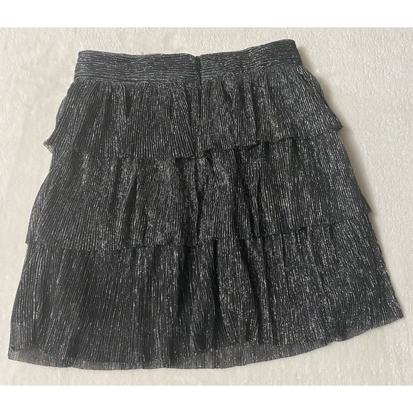 Papermoon Dresses & Skirts - Papermoon Zip Up Back Glittery Ruffles Miniskirt ‎ Black Silver Size Small